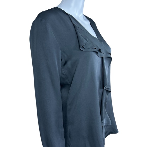 Theory Jastrid Silk Ruffle Front Blouse Small Preppy Quiet Luxury Career Capsule - Picture 6 of 16